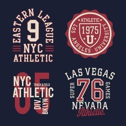 vintage labels athletic sport typography, t-shirt graphics, vectors