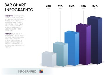 bar chart infographic template. abstract 3d digital business infographic. can be used for workflow process, business pyramid, banner, diagram, number options, work plan, web design. isolated vector 