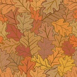 seamless pattern with oak leaves. can be used for wallpaper, pattern fills, greeting cards, webpage backgrounds, wrapping paper or fabric. vector illustration. eps 10.