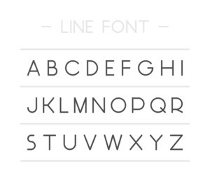thin line font. black latin alphabet on white background.