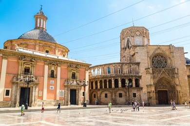 square of saint mary's in valencia in a summer day on, spain