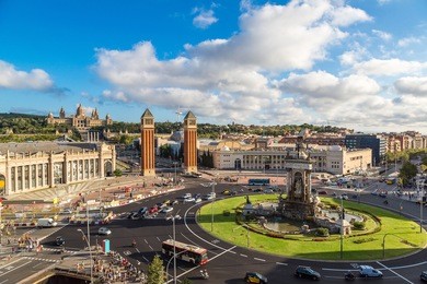 view of the center barcelona. spain in a summer day
