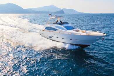luxury motoryacht in navigation