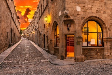the avenue of the knights in medieval city of rhodes
