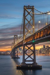 beautiful momoent of bay bridge during twilight, san francisco