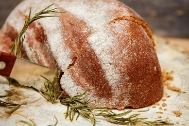 whole grain brown bread with rosemary