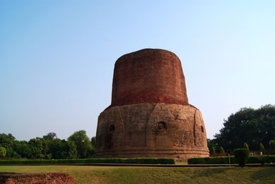 dhamekh stupa in panchaytan temple ruins, sarnath, varanasi, india
landmarks history is buddhist travel  