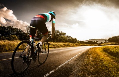  men cycling road bike in the morning