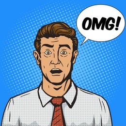 surprised man pop art retro style vector illustration. comic book style imitation. vintage retro style. 