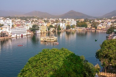 lake pichola and udaipur city, rajasthan, india