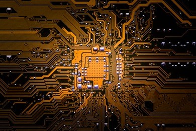 closeup electronic circuit board background.