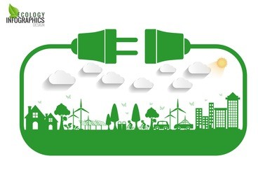 abstract ecology connection electrical plug concept background . vector infographic illustration