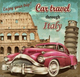 car travel retro poster.