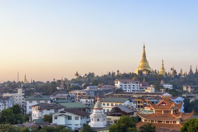 scenery of yangon in the morning, myanmar