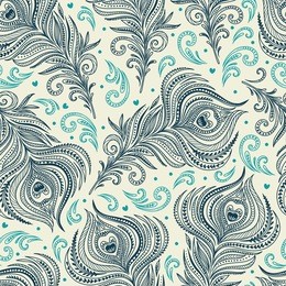 seamless pattern with peacock feathers. freehand drawing