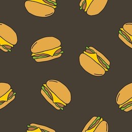 seamless doodle pattern. burger. vector illustration