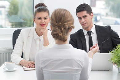 photo of female applicant during job interview