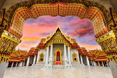marble temple of bangkok, thailand.