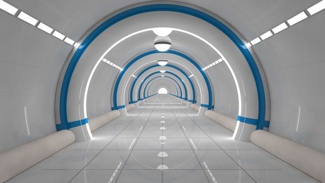 3d render. futuristic corridor architecture