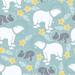arctic space pattern with bear and rabbit