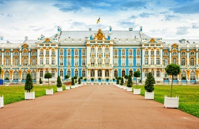 the catherine palace, located in the town of tsarskoye selo (pushkin), st. petersburg, russia