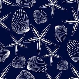seamless vector sea shell pattern 