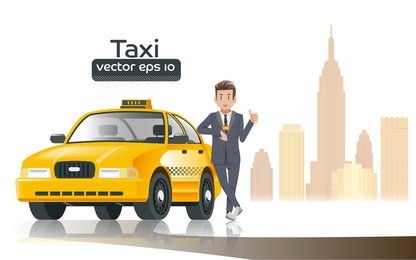 taxi driver in the city. profession of faith is legitimate. professional in the driving car.