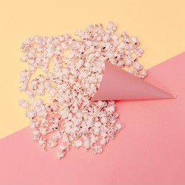 vanilla fashion style. popcorn in the cone. minimalism art