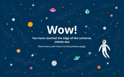 space 404 error page, vector template