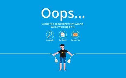 oops 404 error page, vector template