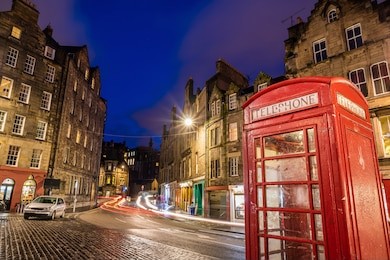 street view of the historic old town, edinburgh, scotland