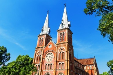 saigon notre dame cathedral basilica in ho chi minh city, vietnam. asia