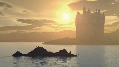 loch ness monster and scottish castle
computer generated 3d illustration