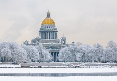 saint isaac's cathedral in winter, saint petersburg, russia