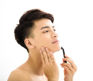 closeup portrait of attractive young man face