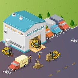 warehouse vector illustration in the form of an isometric view