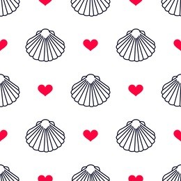 shell and hearts. seamless background. eps 10