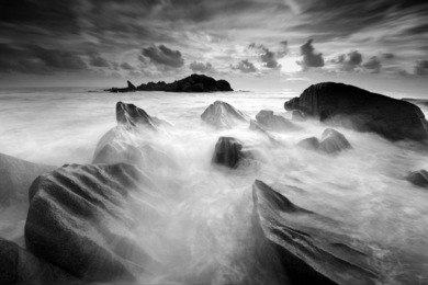 beautiful long exposure seascape in black and white. nature composition.