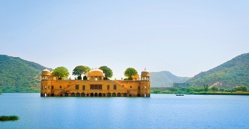 the palace jal mahal. jal mahal (water palace) was built during the 18th century in the middle of man sager lake. jaipur, rajasthan, india. 