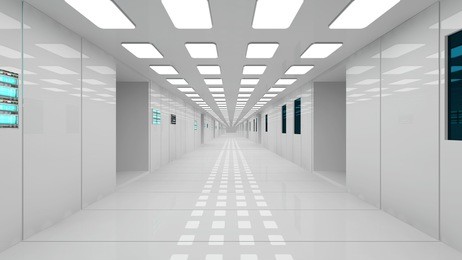 3d render. futuristic interior corridor