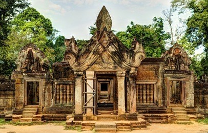 banteay srei or banteay srey is a 10th-century cambodian temple dedicated to the hindu god shiva, located in the area of angkor in cambodia