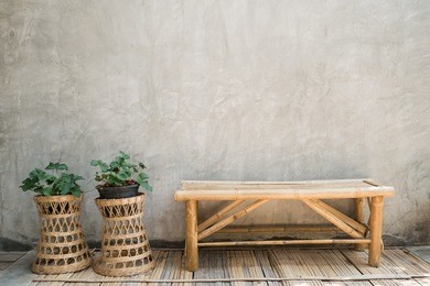 bamboo chair on bamboo floor outdoor