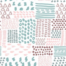  hand drawn painted geometric seamless pattern . doodle background