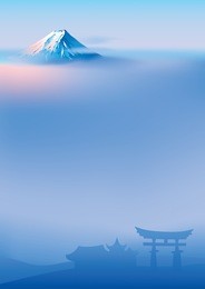 vector illustration of sacred japanese torii gates and fuji mountainfuji and torii