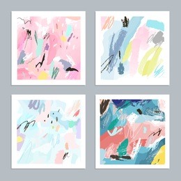 set of artistic creative universal cards. hand drawn textures. wedding, anniversary, birthday, valentine's day, party. design for poster, card, invitation, placard, brochure, flyer.  vector. isolated.