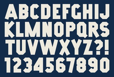 angular alphabet and number bold isolated font sport printing style strip design vector abc