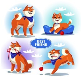 dogs vector set. cartoon personage. isolated on white background