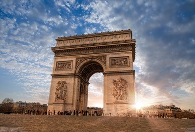 arc de triomphe paris city at sunset - arch of triumph