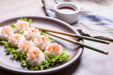 dim sum with shrimp. chinese national food