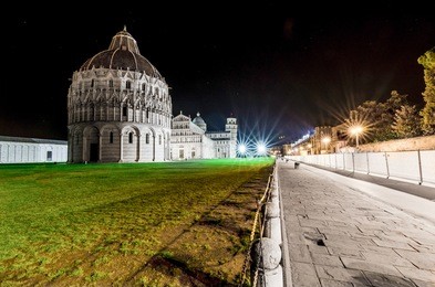 italy, pisa, piazza del duomo - shot at the monuments in piazza del duomo where there is the famous leaning tower of pisa